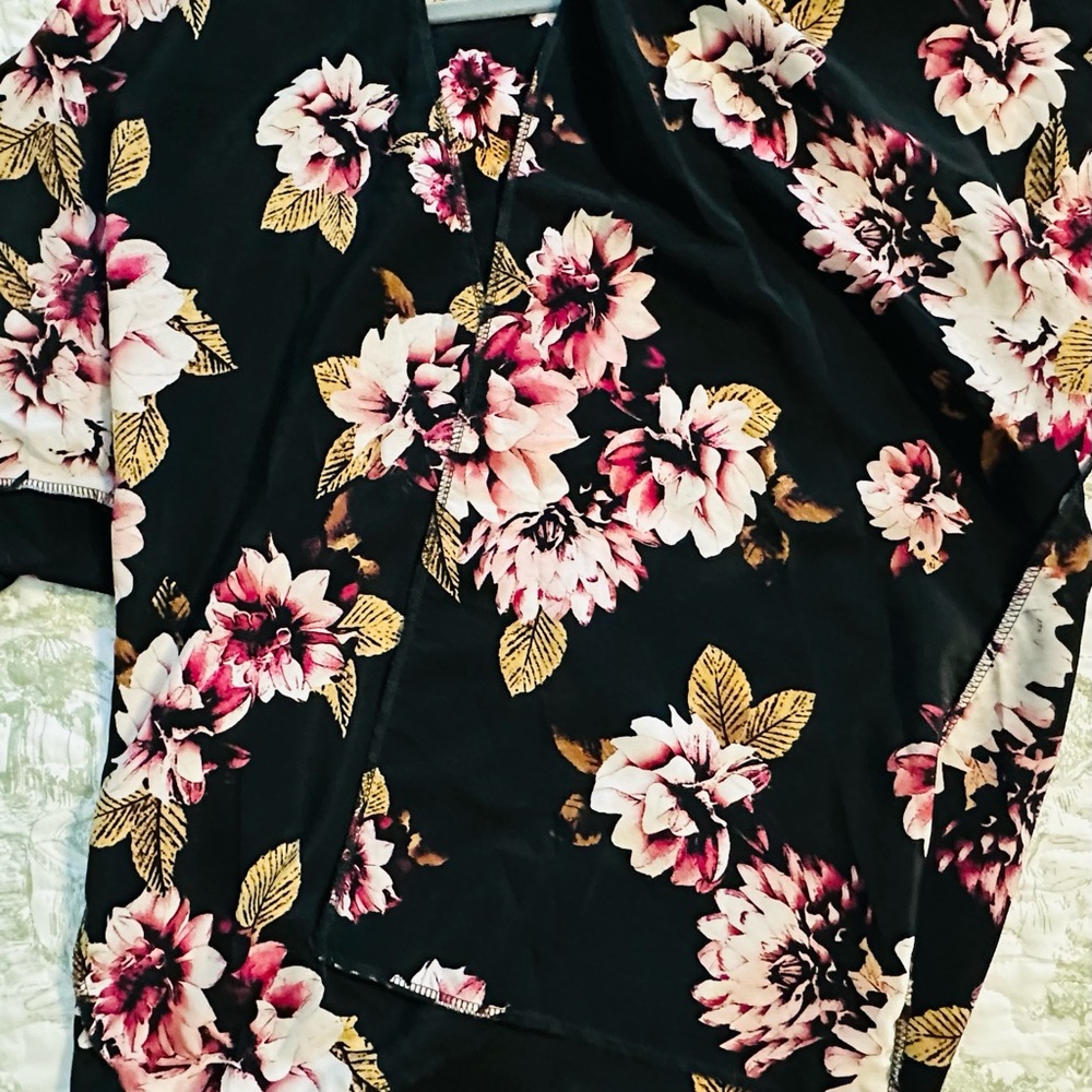 Floral Black and Pink Women's Top
